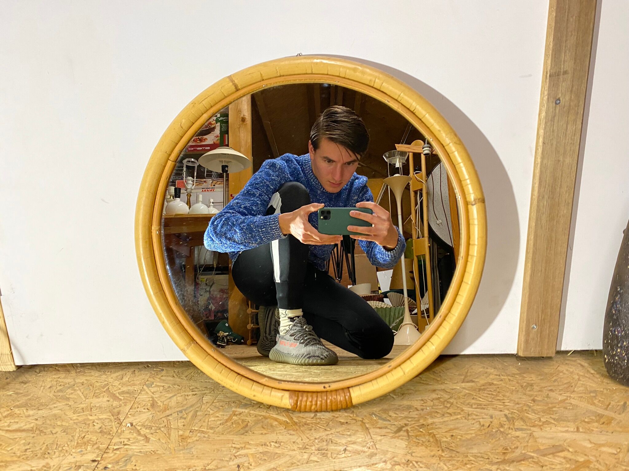 Vintage Round Rattan Mirror From Denmark | Scandinavian BOHO Mirror