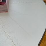 Round coffee table white ceramic and wood