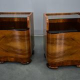 1940s pair of Art Deco bedside tables, Czechoslovakia