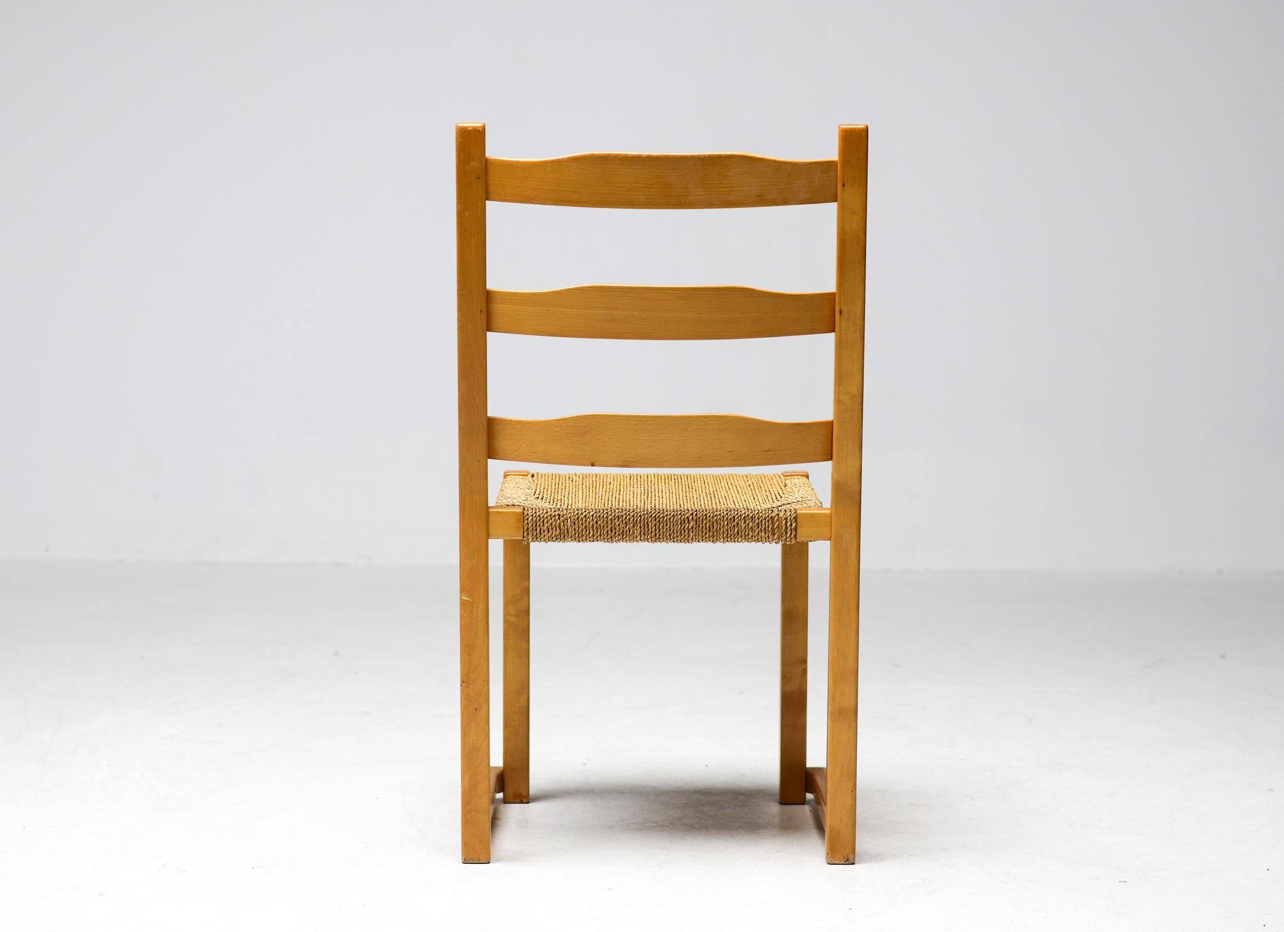 Stackable chairs Poul Volther Gemla Sweden in modern Scandinavian ash from the mid-20th century.