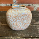 Vintage 1970s Beige and Gold Ceramic Vase by Dr Pierre Ricaud