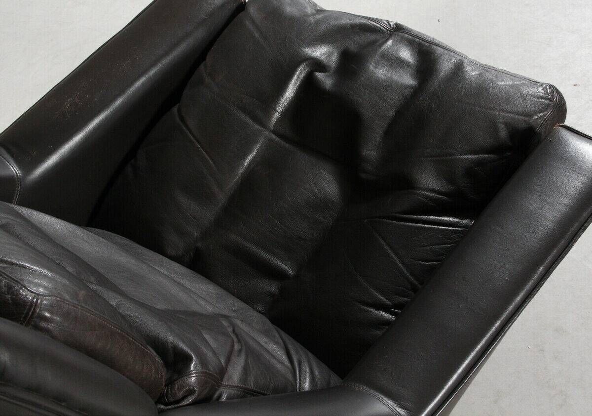 Vintage Danish mid-century Werner Langenfeld leather lounge chair 1970s