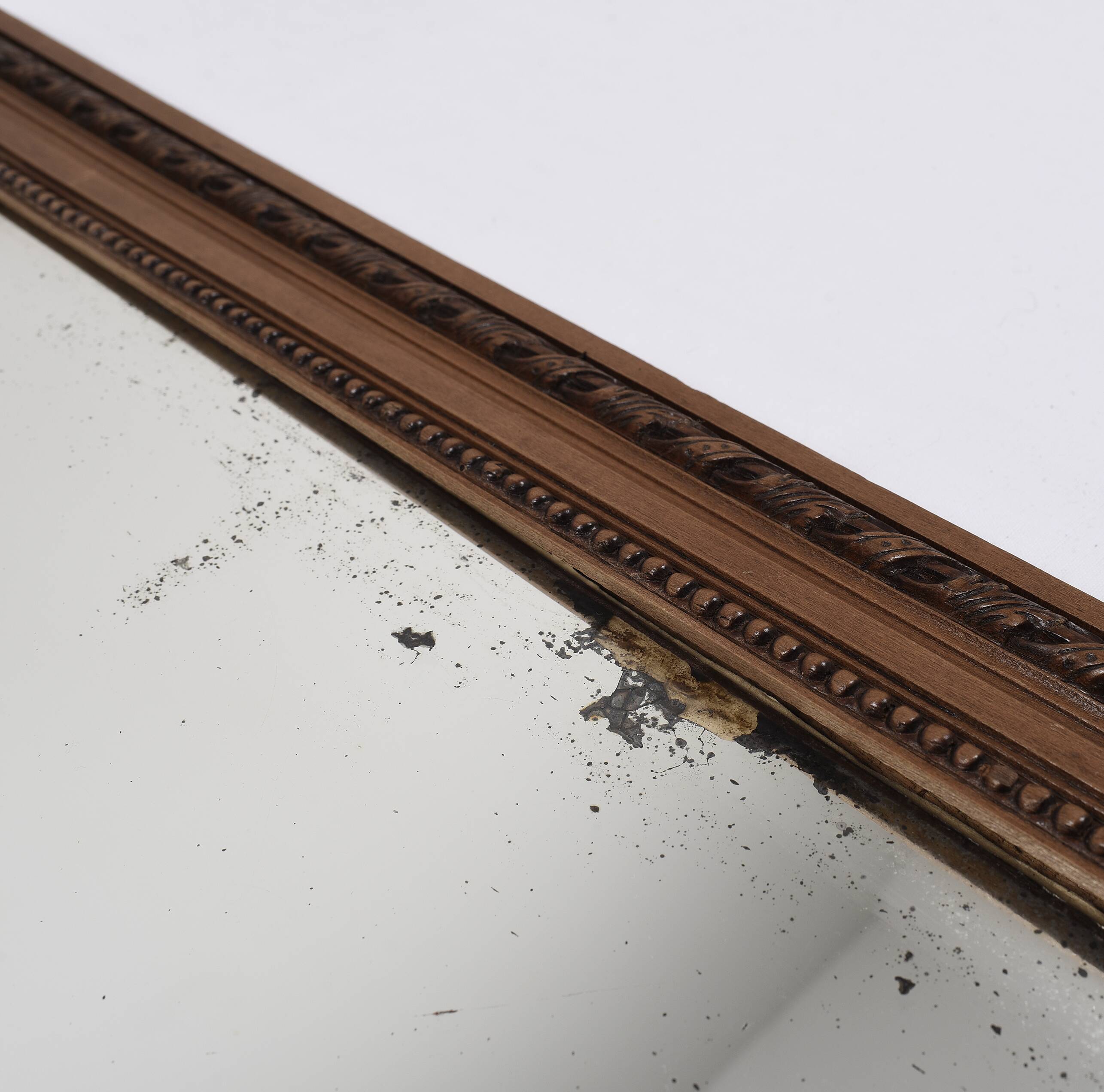 Large old mirror 65cm, carved wooden frame