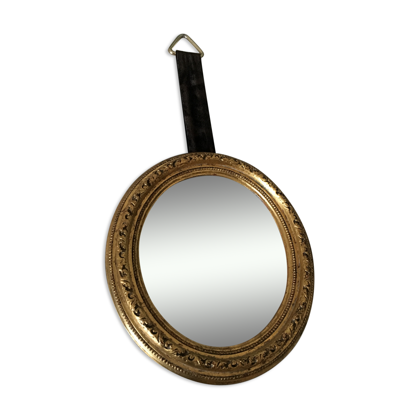 Oval wall mirror frame Golden plaster 22cm