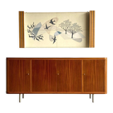 Sideboard and Matching Decorative Art Piece from the Cruise Liner "SS Rotterdam"