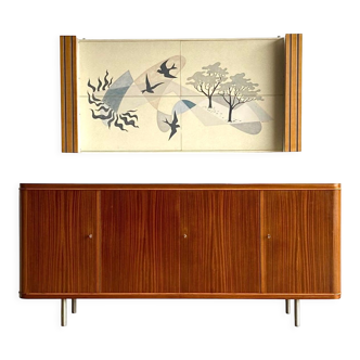 Sideboard and Matching Decorative Art Piece from the Cruise Liner "SS Rotterdam"
