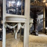 Mirror triptych style Louis XVI wooden rechampie cream XIX th century