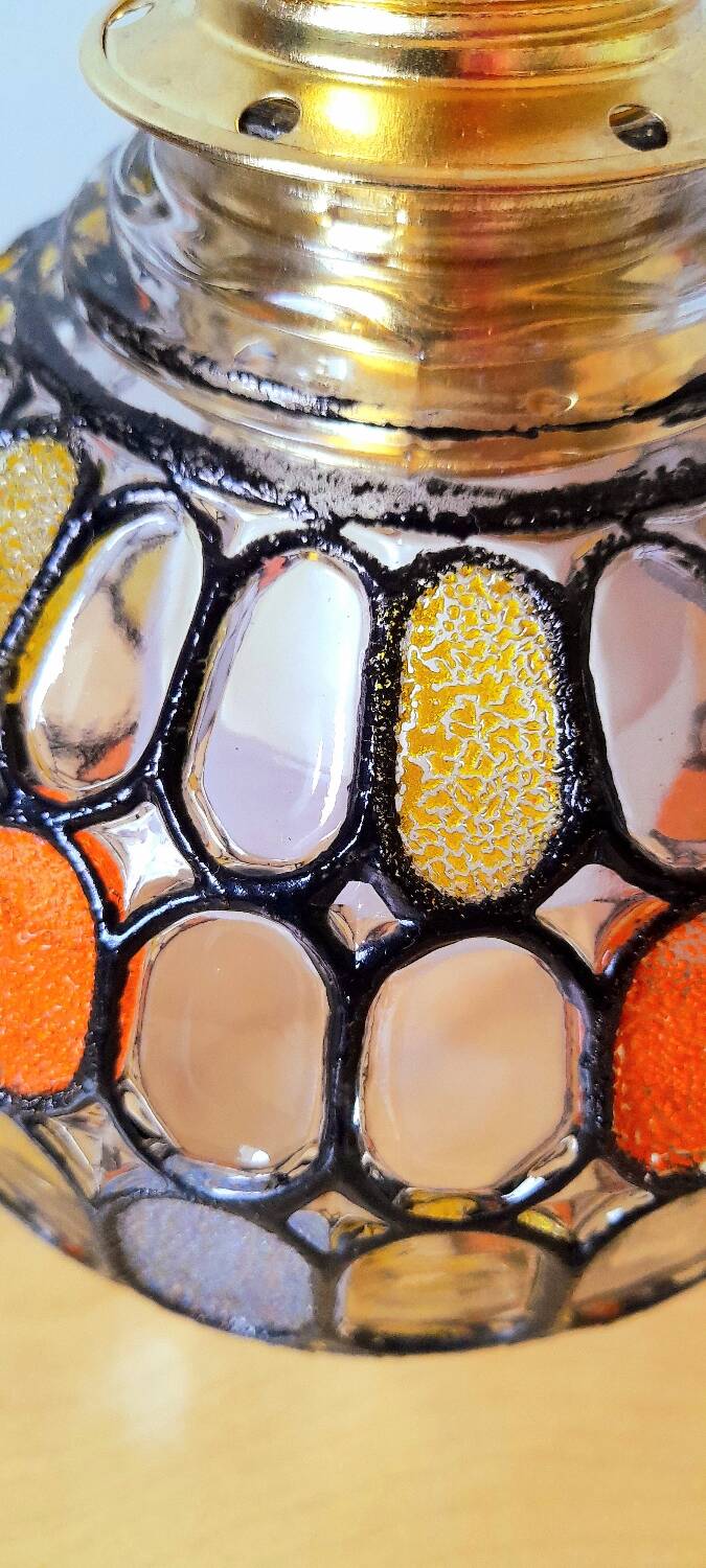 Colored glass portable lamp