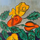 Blue bowl with flowers, oil on canvas signed 1982