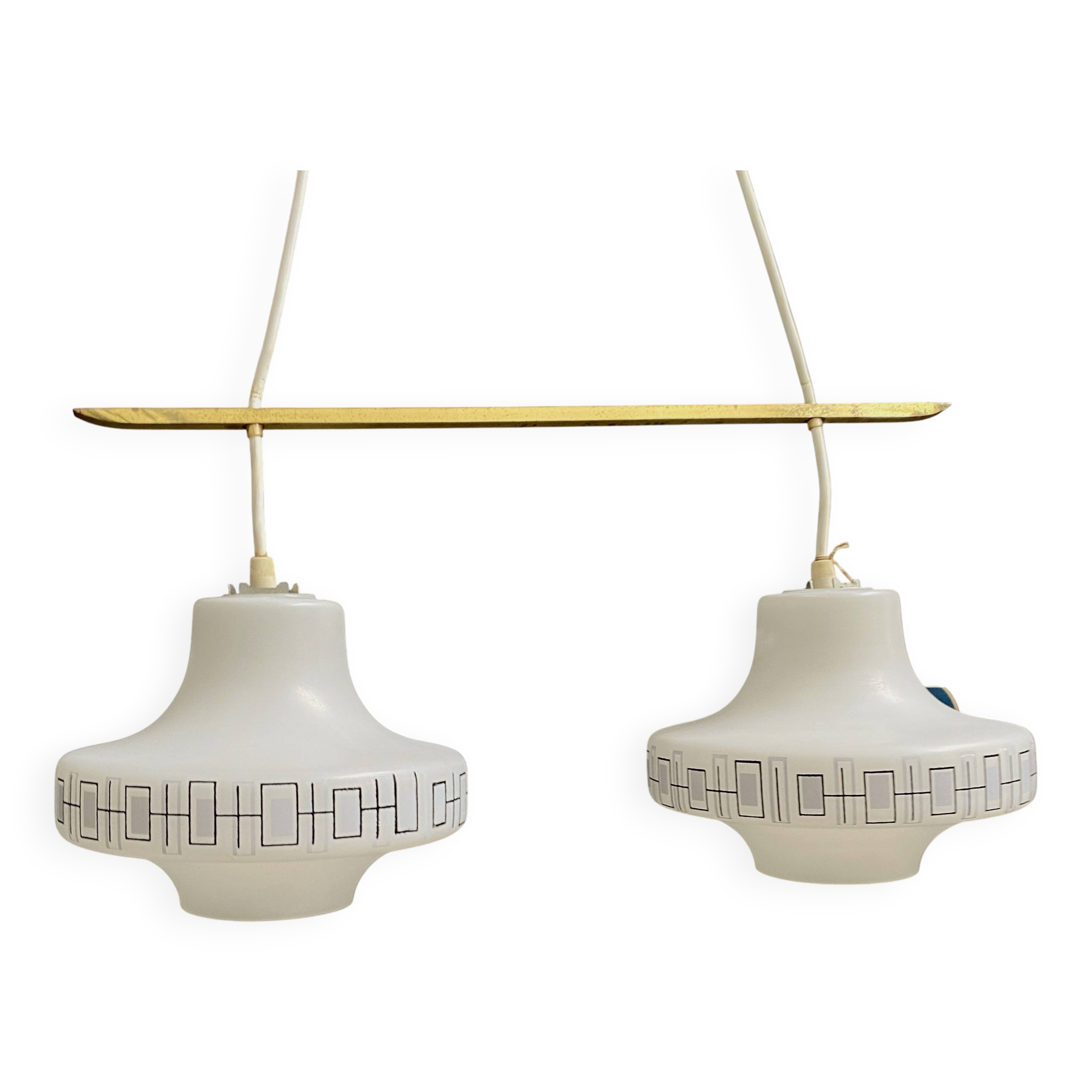 Double glass hanging lamp 1960s