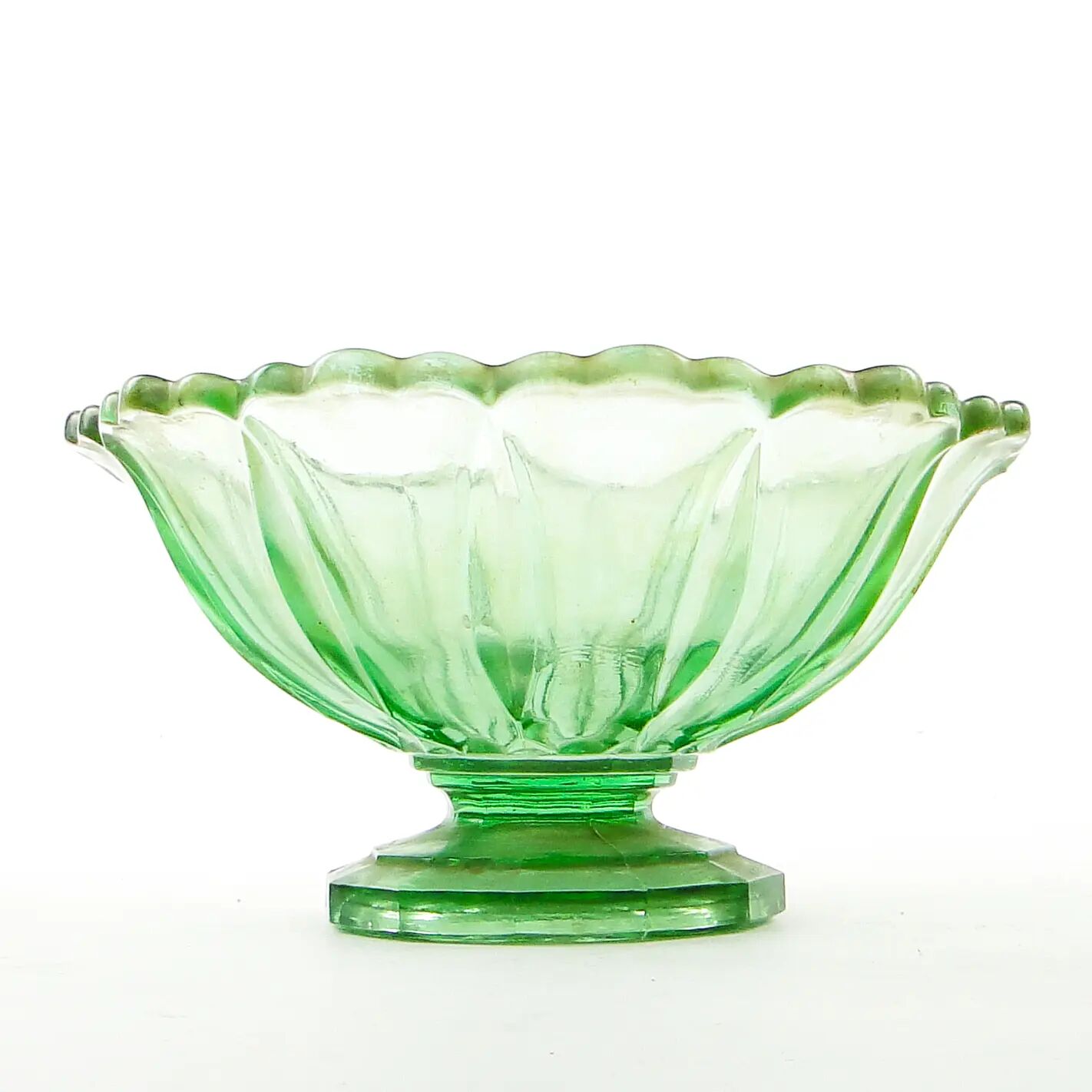 Bol à fruits, moderne du milieu du siècle, verre turquoise, Ząbkowice, Pologne, années 1950