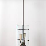 Pietro Chiesa for Fontana Arte Curved Glass and Brass Pendant Light 1940s