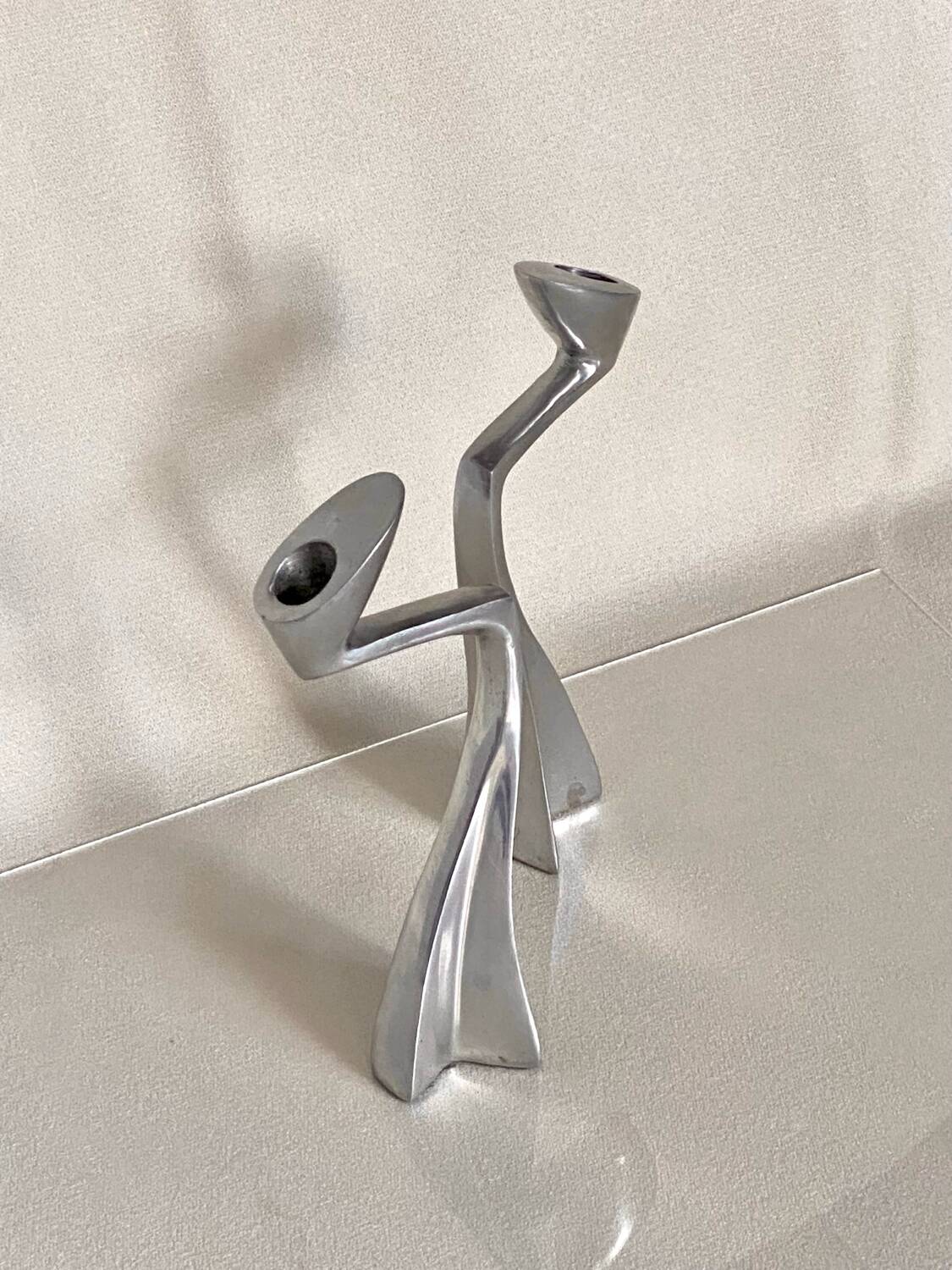 Pair of aluminium candlesticks by Matthew Hilton