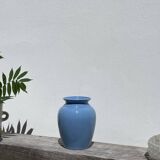 Vase balustre en céramique bleu uni minimaliste