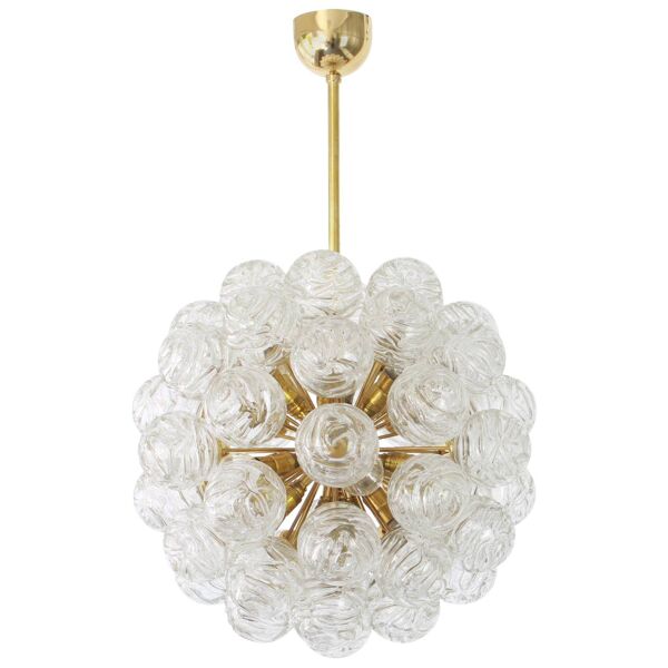 Lustre Sputnik avec boules de verre neige, Doria, Allemagne, années 1970