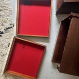 Pair of backlit bedside tables in wood and chrome, France 1970