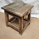 Small teak stool with 1 drawer
