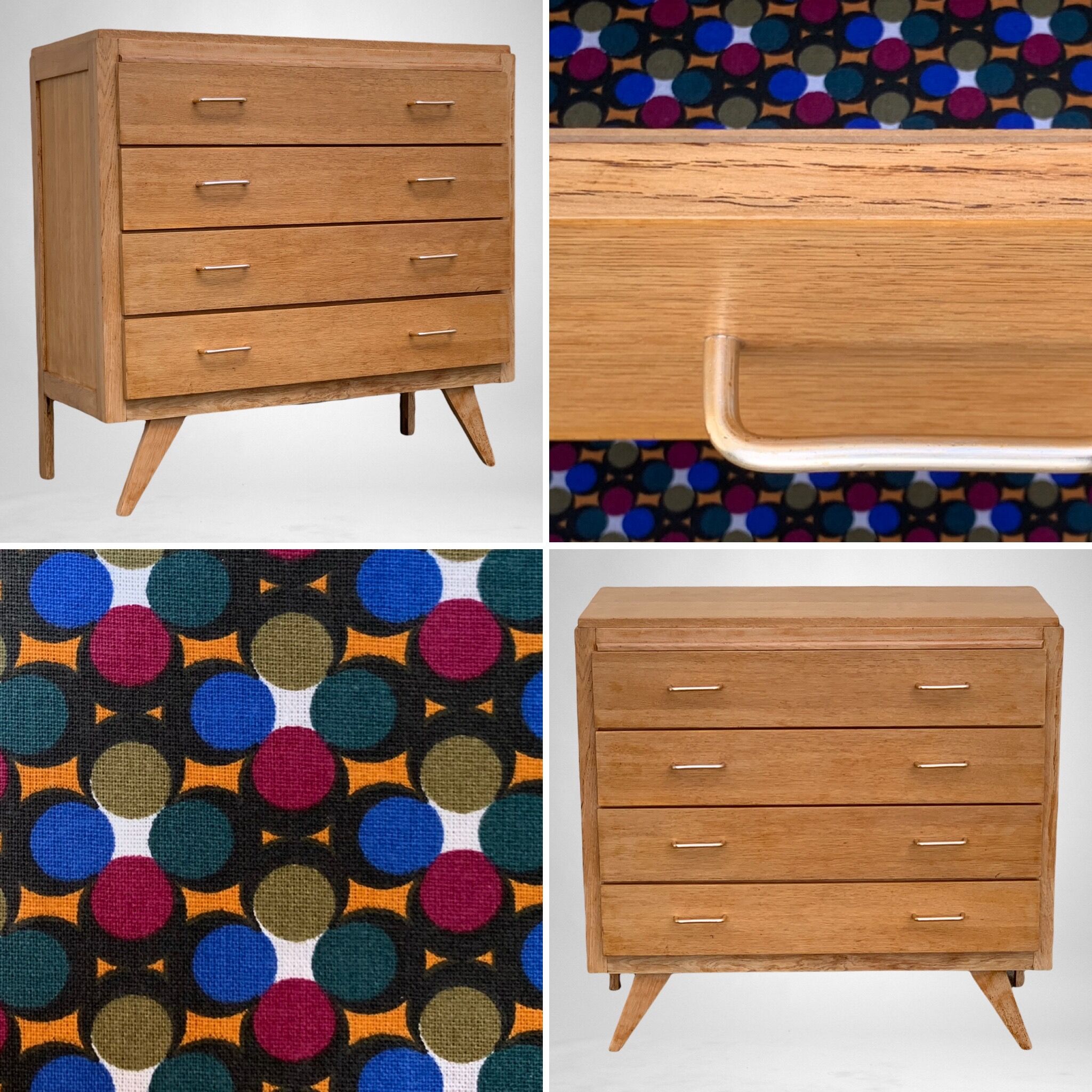 Chest of drawers feet compass raw wood 1950