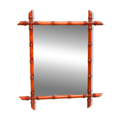 Miroir vintage en faux bambou des années 1970
