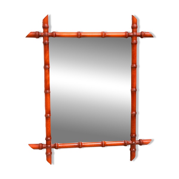 Miroir vintage en faux bambou des années 1970
