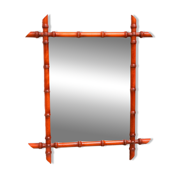Miroir vintage en faux bambou des années 1970