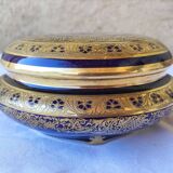 Large Limoges porcelain candy box - Oven blue and gold -