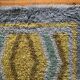 Tapis Rya à poils longs, jaune, aquamarine et gris, style mid-century modern, Suède, années 1960.