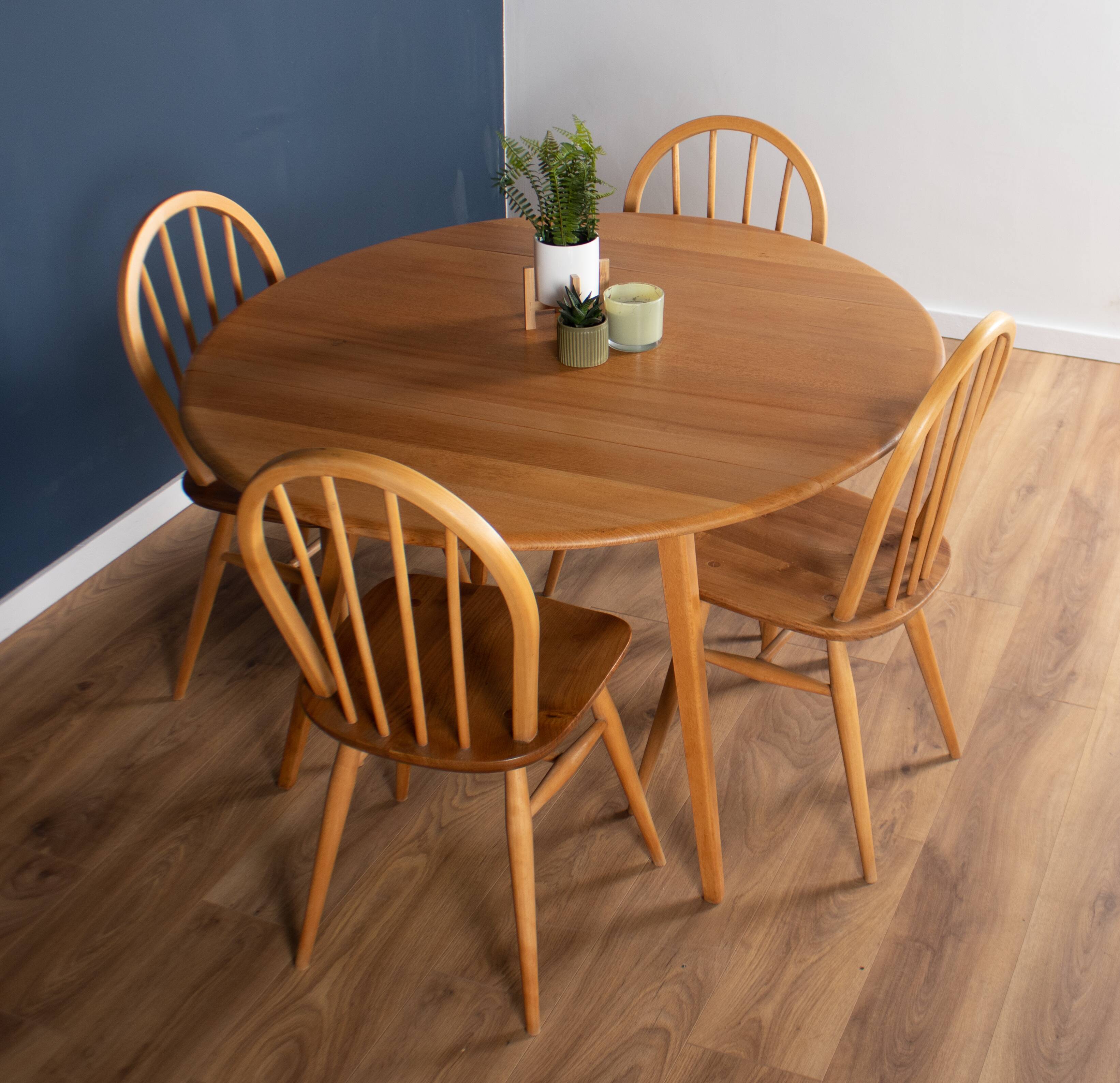 Blonde Ercol 384 Windsor Drop Leaf Table And Four 4 Model 400 Kitchen Chairs