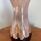 Brown German Fat Lava Style Vase with Drip Glaze, Töpferei Zimmermann