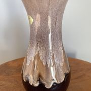 Brown German Fat Lava Style Vase with Drip Glaze, Töpferei Zimmermann