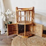 Rattan and wicker side table or bedside table