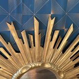 Miroir soleil ancien bois doré, 70 cm, milieu XXe