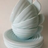 4 mint opaline cups and saucers