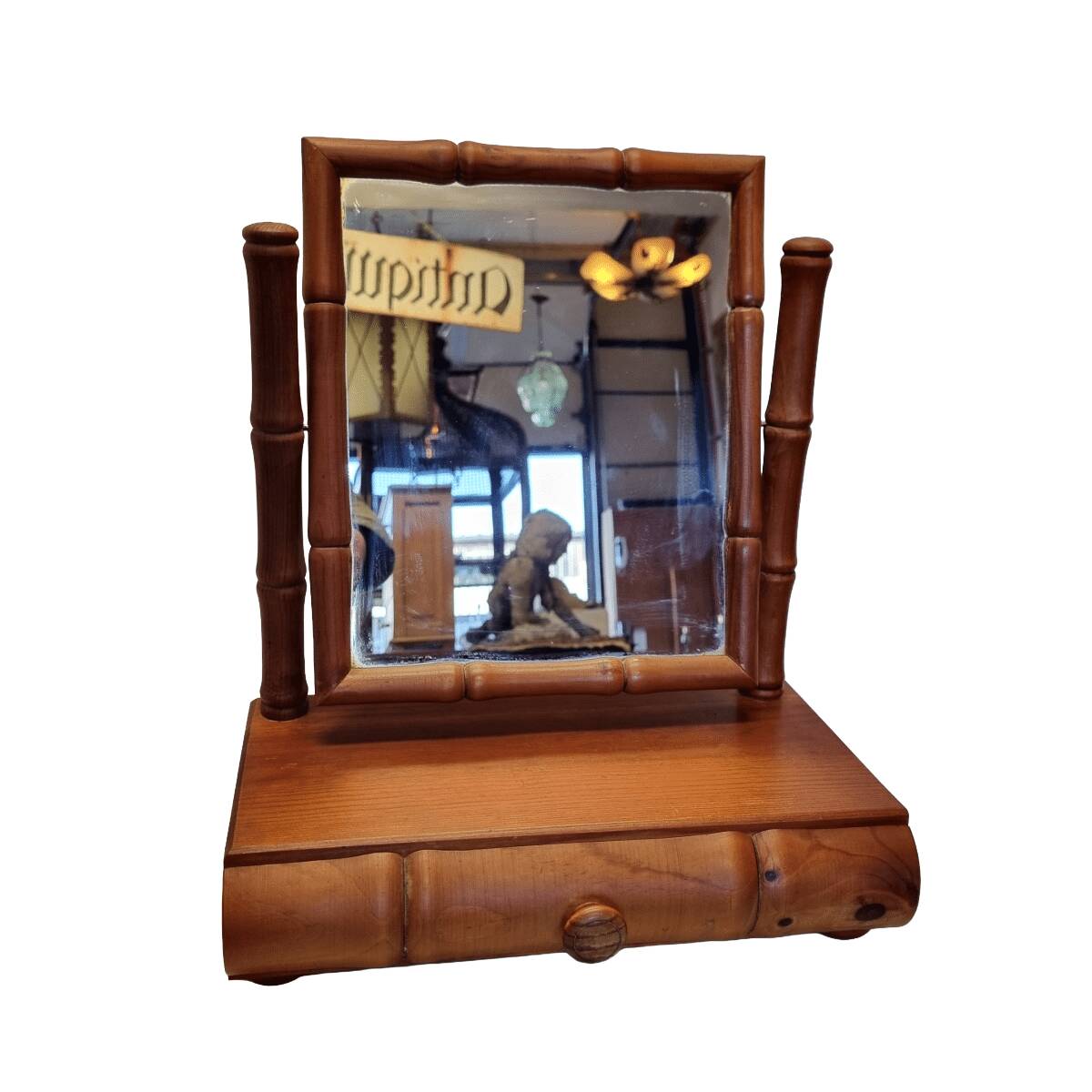 Vintage French Wooden Table Mirror, mid-century