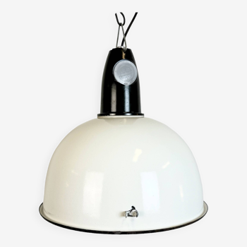 Lampe à Suspension Industrielle Soviétique en Émail Blanc, 1960s