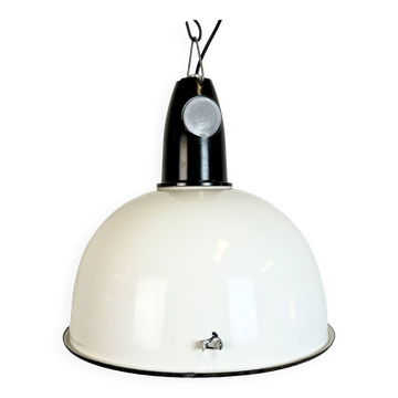 ndustrial Soviet White Enamel Pendant Lamp, 1960s