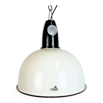 ndustrial Soviet White Enamel Pendant Lamp, 1960s