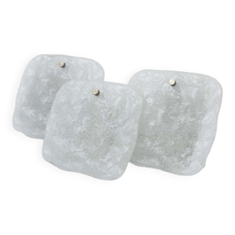 Up to 4 modern wall sconces Kalmar Vienna with frosted glass panels from the 1960s.