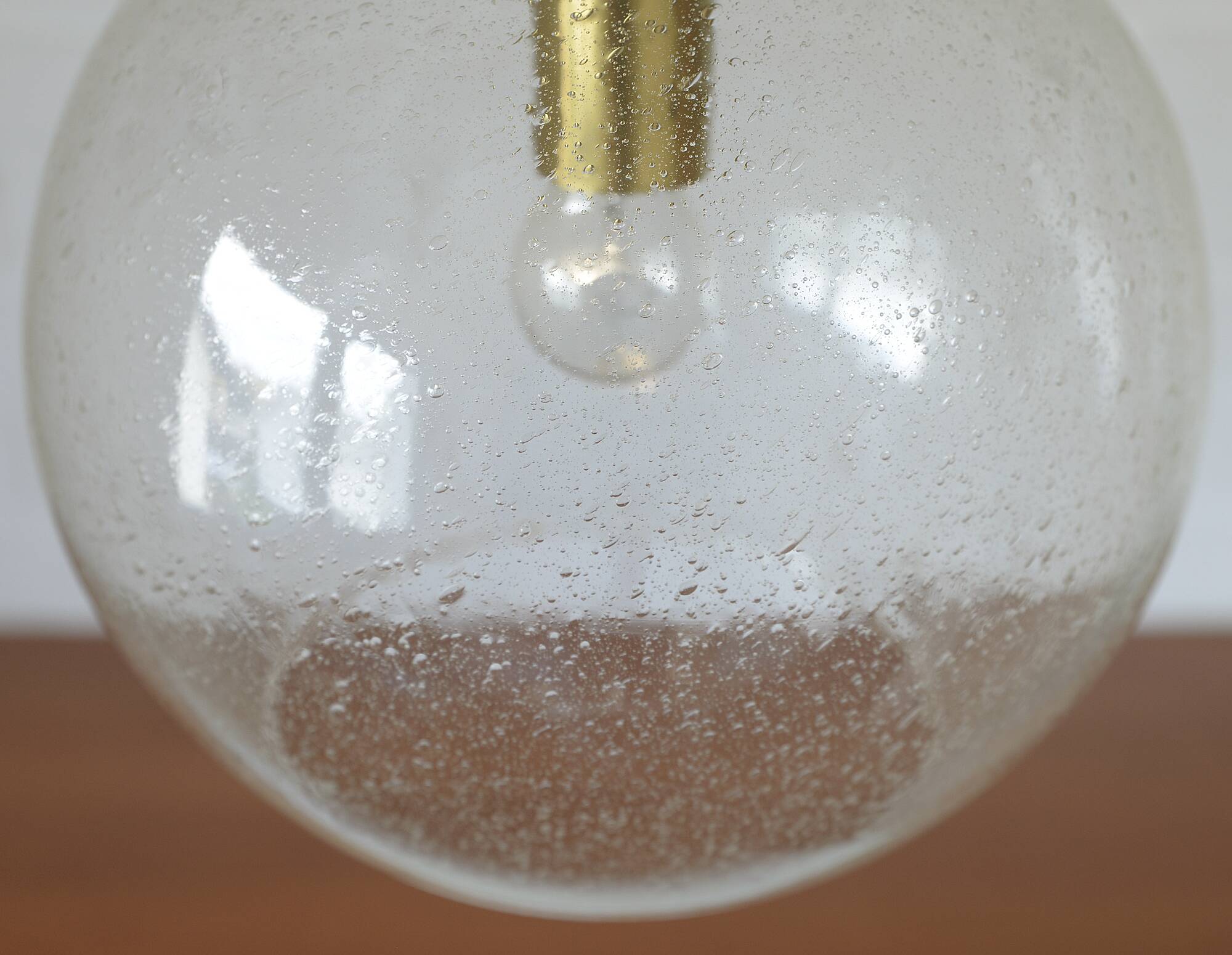 Vintage brass and bubble glass pendant lamp mid century modern hanging lamp