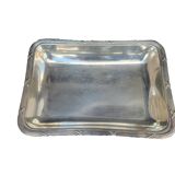 Set of two silver metal trays