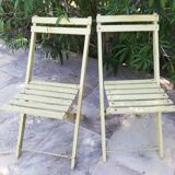 Two folding garden chairs