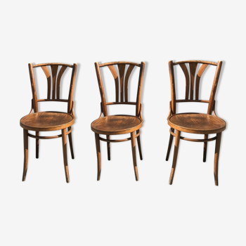 Set de 3 chaises éditées par Ton, République Tchèque