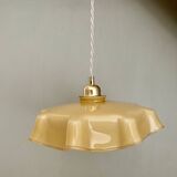 Pendant lamp with old yellow opaline lampshade