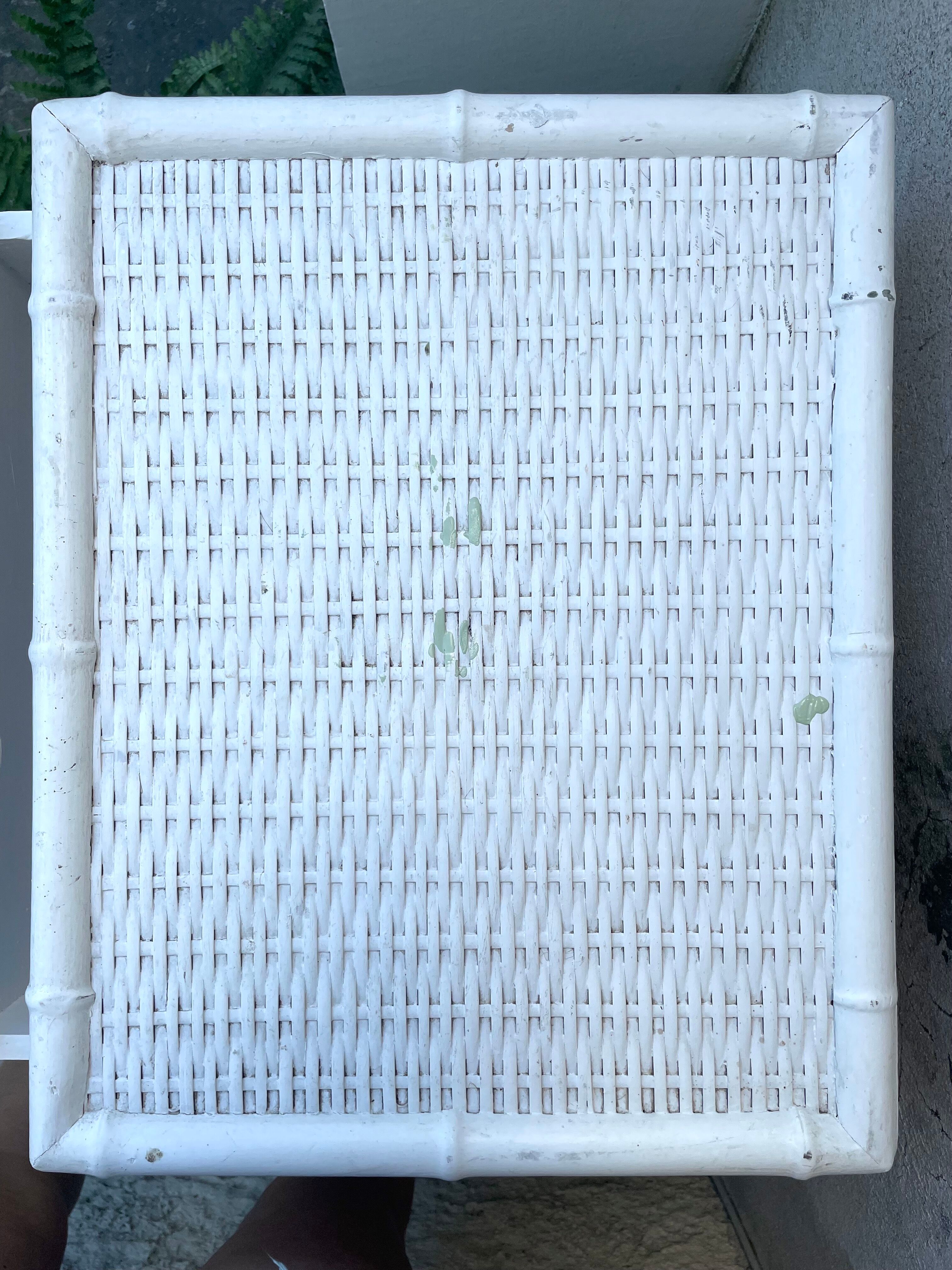 small white rattan cabinet 3 drawers