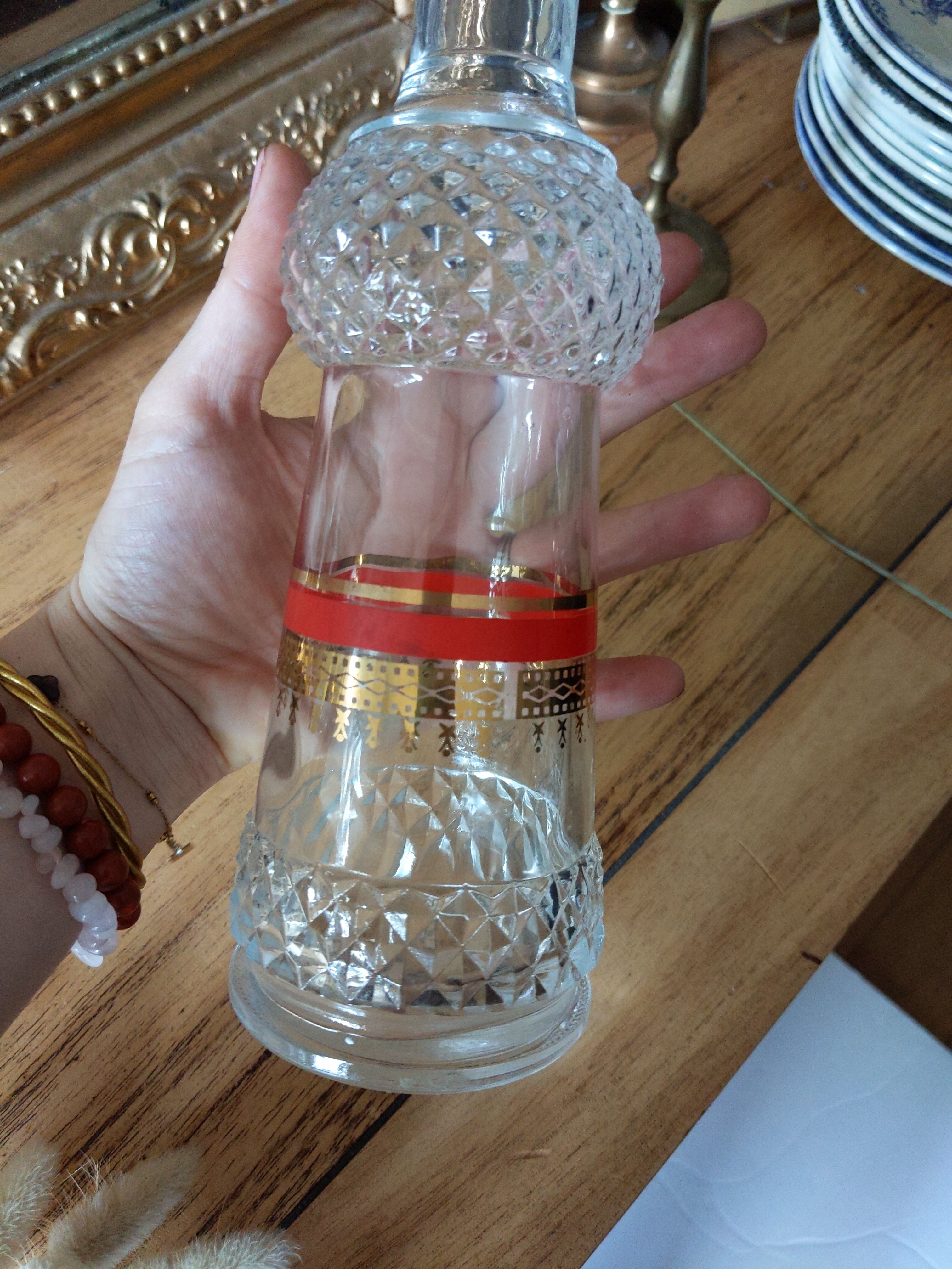 Vintage antique carafe chiseled glass