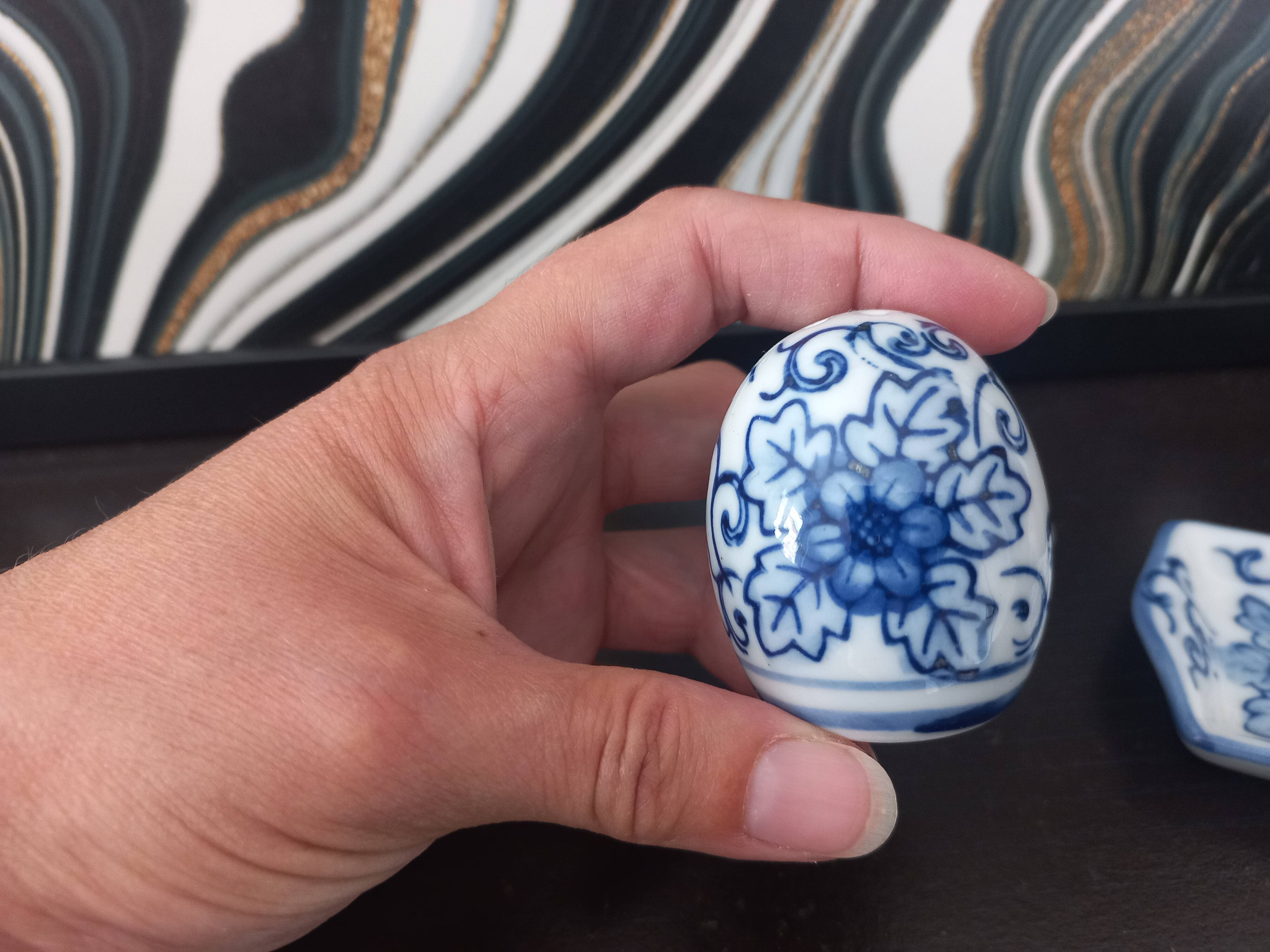 Vintage blue porcelain salt and pepper shakers