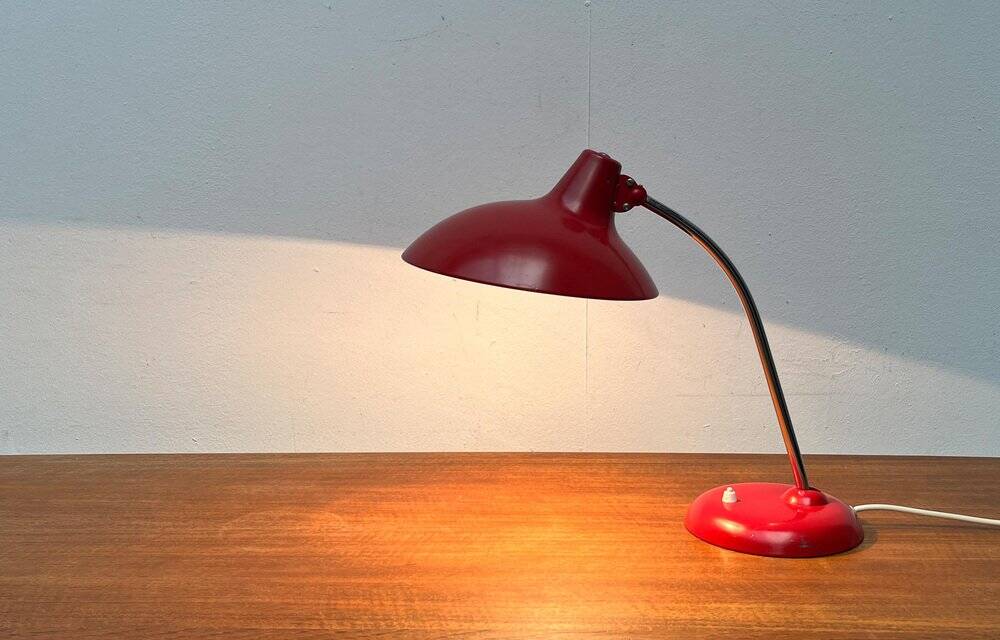 Red German table lamp mid-century 6786 by Christian Dell for Kaiser Idell, 1960s