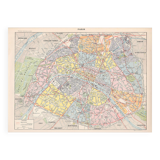 Old map of Paris, late 19th century