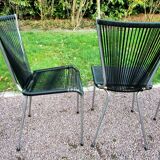 Pair of vintage Scoubidou chairs and stools