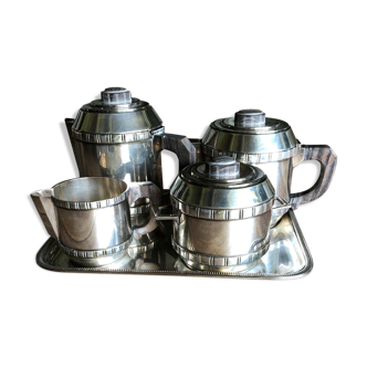 Hallmarked silver and wood coffee service from the 1930s